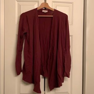 LOFT burgundy drape cardigan (small)